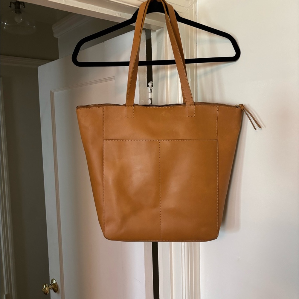 Elegant Tan Genuine Leather Tote Bag